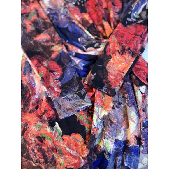 ADRIANNA PAPELL Knot Front Faux Wrap Floral Sheath Dress 12 Long Sleeve Jersey - Picture 10 of 16